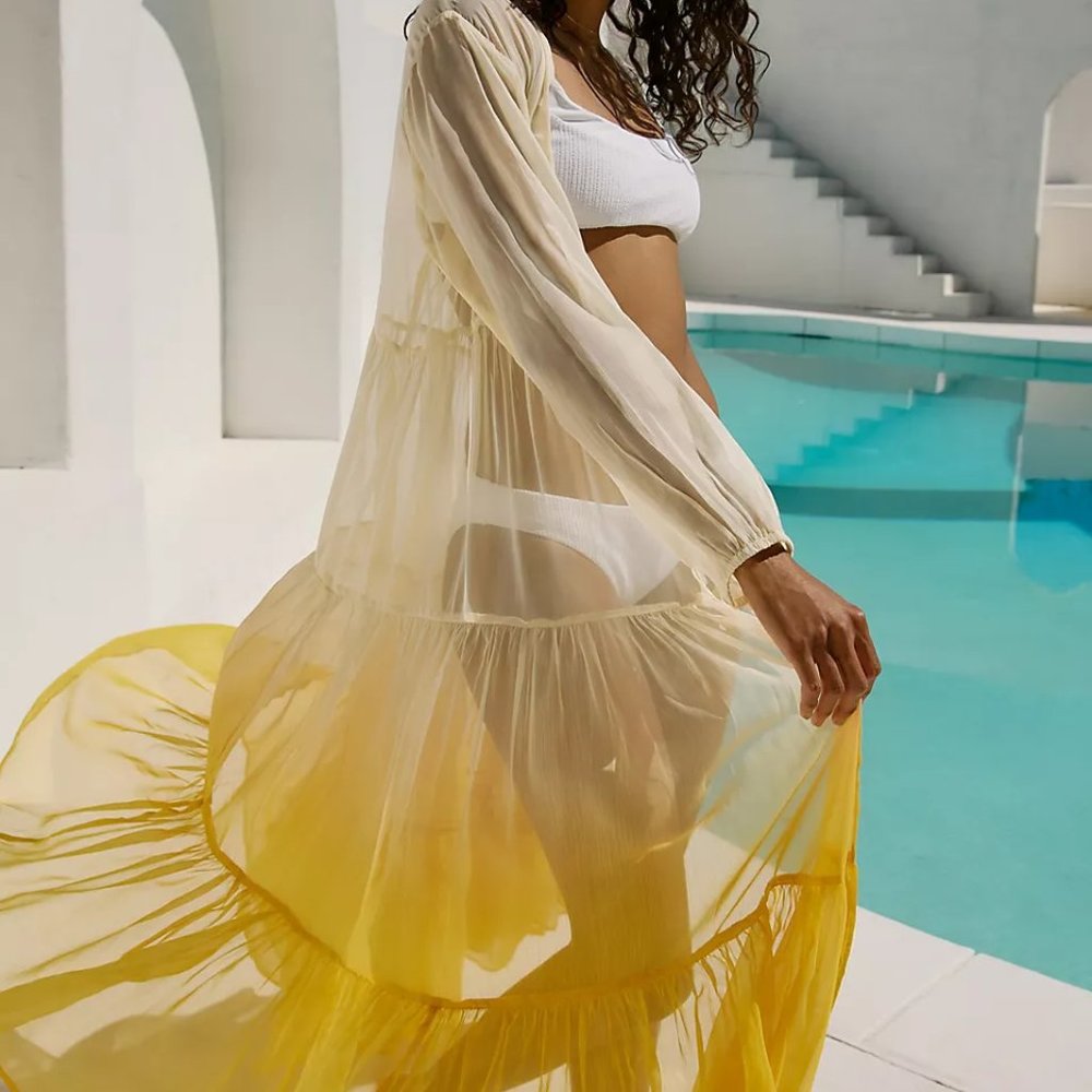 Anthropologie Tiered Sheer Ombré Duster